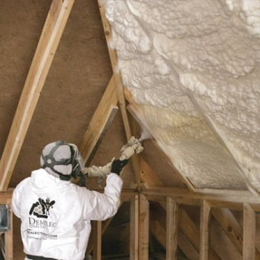 spray foam insulation being installed