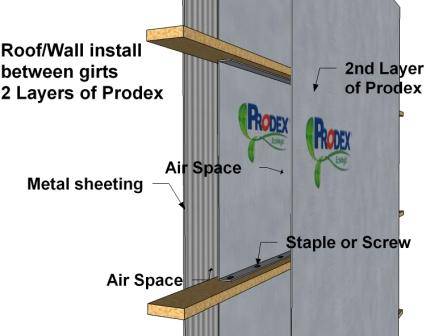 Prodex insulation for retrofitting between girts – 2 layers